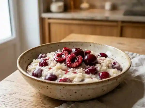Riz au lait onctueux et cerises fraîches - Photo de présentation