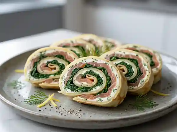 Délicieux roulé d'épinards au saumon fumé : recette facile et rapide - Photo de présentation