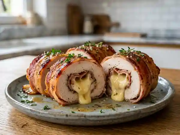 Involtini de dinde au bacon et fromage coulant - Photo de présentation