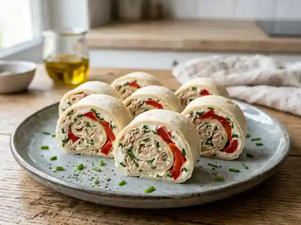 Délicieux roulés aux poivrons rouges, thon et Carré Frais : recette facile et rapide - Photo de présentation