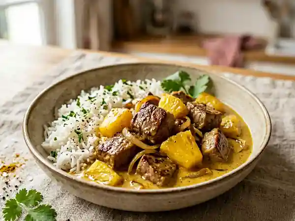 Délicieux Veau à l'Ananas et Curry : Recette Exotique et Savoureuse - Photo de présentation