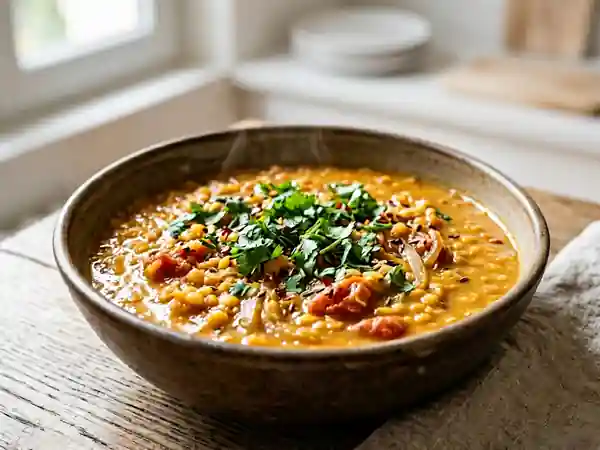 Dhal de lentilles corail crémeux et épicé - Photo de présentation