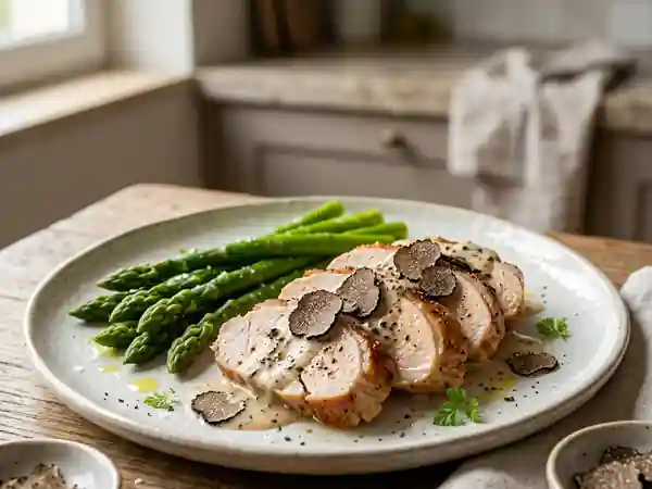Dinde Fondante aux Truffes et Asperges Vertes - Photo de présentation