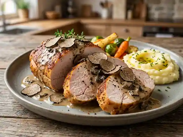 Filet de dinde truffé, sauce onctueuse aux épices - Photo de présentation