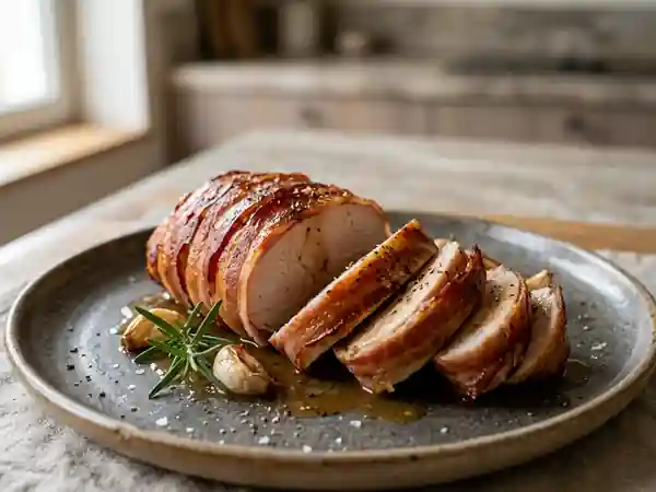 Dinde rôtie au lard fumé et romarin - Photo de présentation