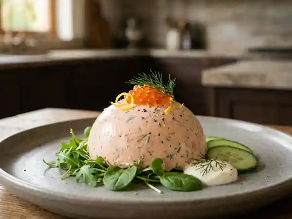 Dôme de saumon frais et mousse légère au citron - Photo de présentation