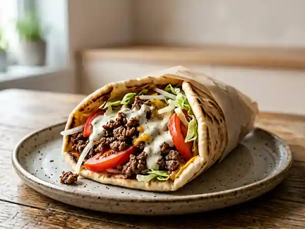 Donair au bœuf grillé, pita moelleux - Photo de présentation