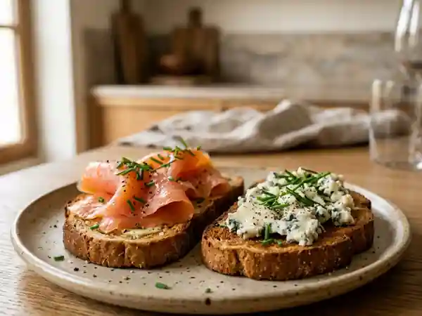 Pain d'épices au saumon et roquefort fondant - Photo de présentation