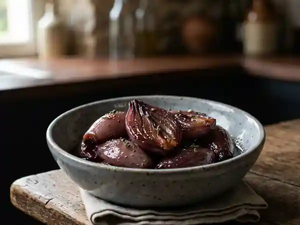 Échalotes confites au vin rouge : recette gourmande et facile - Photo de présentation