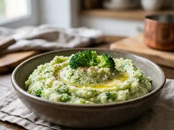Écrasé de brocoli et pommes de terre au beurre - Photo de présentation