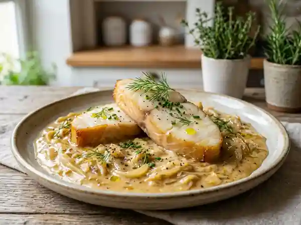 Elbot fumé à la fondue d'endives : recette gourmande et savoureuse - Photo de présentation