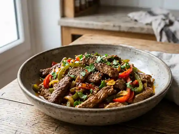 Émincé de bœuf fondant aux poivrons et cumin - Photo de présentation