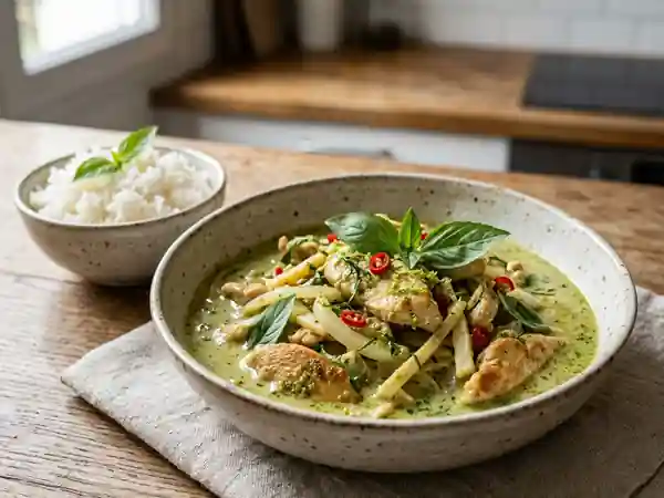 Poulet au curry vert et bambou fondant - Photo de présentation