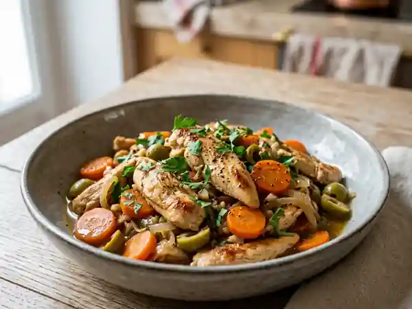 Émincé de poulet fondant aux olives et carottes - Photo de présentation