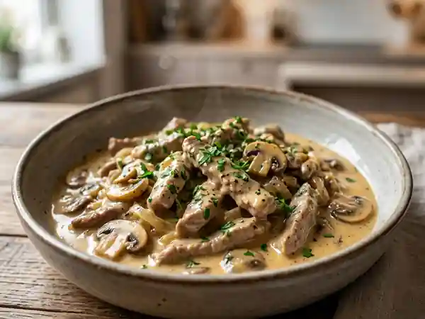 Emincé de veau à la zurichoise : recette traditionnelle suisse savoureuse - Photo de présentation