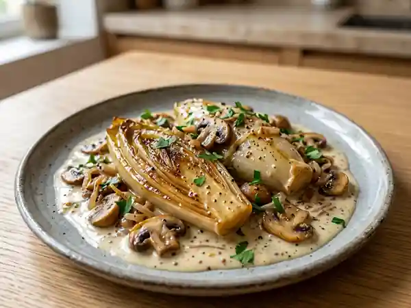 Endives braisées et champignons à la moutarde - Photo de présentation