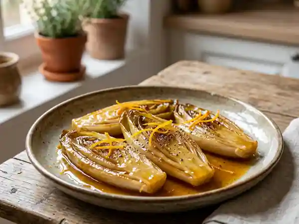 Endives à l'orange express au micro-ondes : recette facile et rapide - Photo de présentation