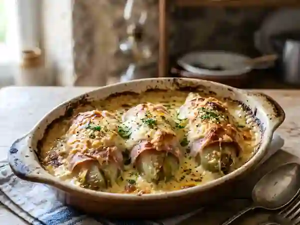 Endives au jambon et crème moutardée - Photo de présentation