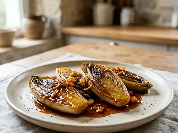 Endives braisées à la marmelade d'oranges amères, recette gourmande et raffinée - Photo de présentation