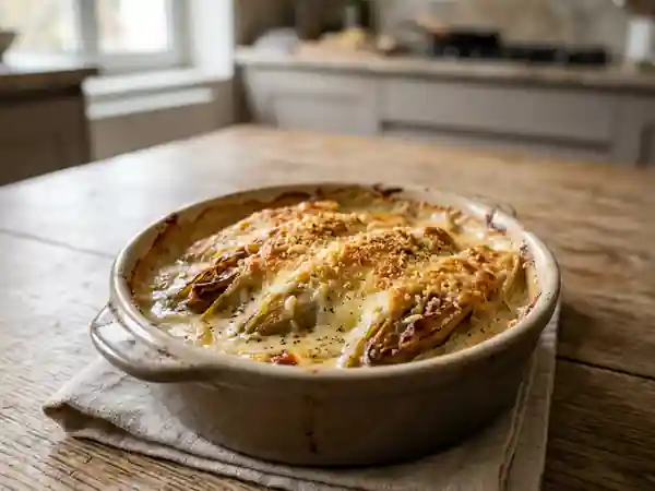 Endives en cocotte gratinées au fromage fondant - Photo de présentation