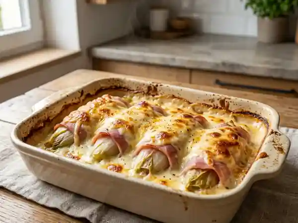Gratin d'endives au Maroilles fondant et crémeux - Photo de présentation