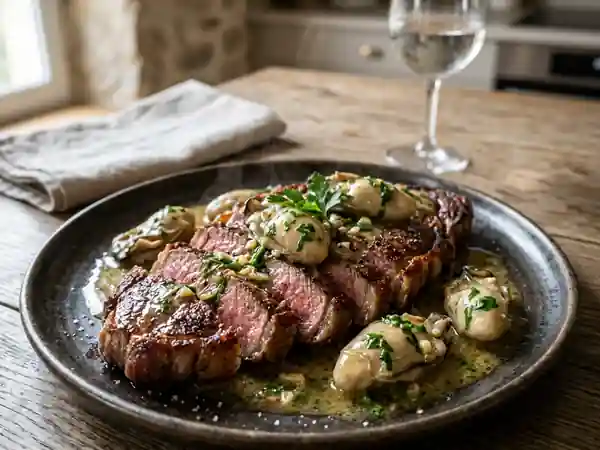 Entrecôte Persillée et Huîtres Pochées - Photo de présentation