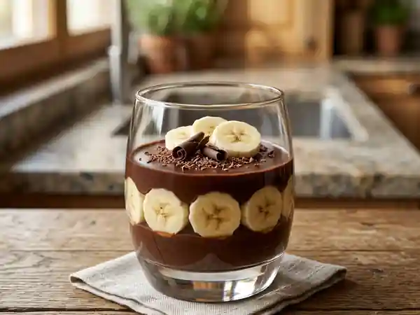 Entremets gourmand au chocolat et banane : dessert fondant et fruité - Photo de présentation