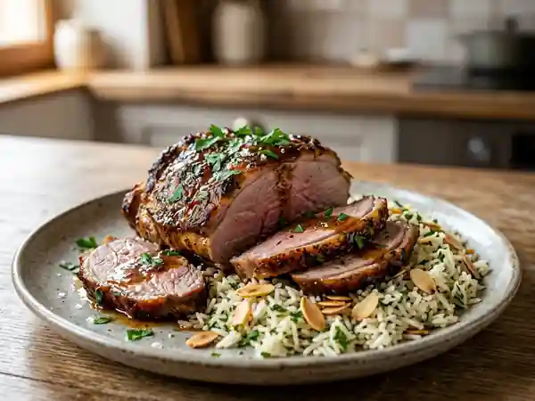 Épaule d'agneau fondante et riz croustillant - Photo de présentation