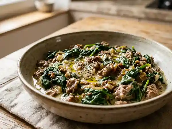Épinards à la viande savoureux : recette facile et rapide - Photo de présentation