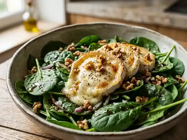 Épinards croquants au chèvre fondu et miel - Photo de présentation