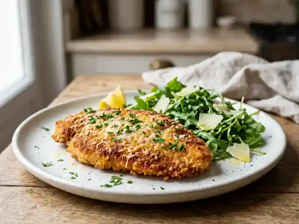 Escalope de dinde croustillante au parmesan et herbes - Photo de présentation