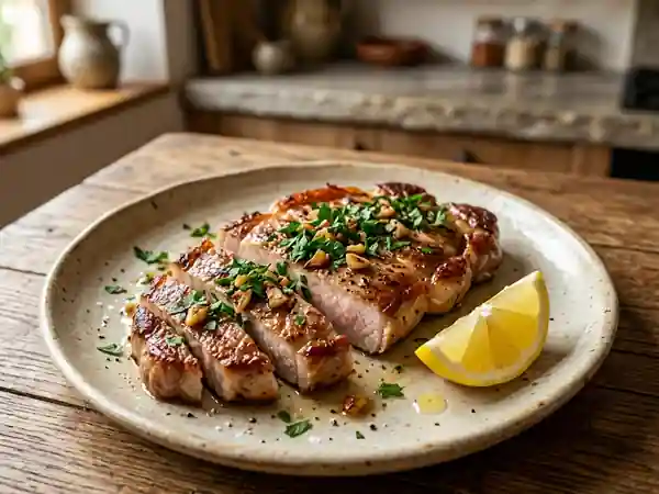 Escalope ibérique fondante à l'ail et au citron - Photo de présentation