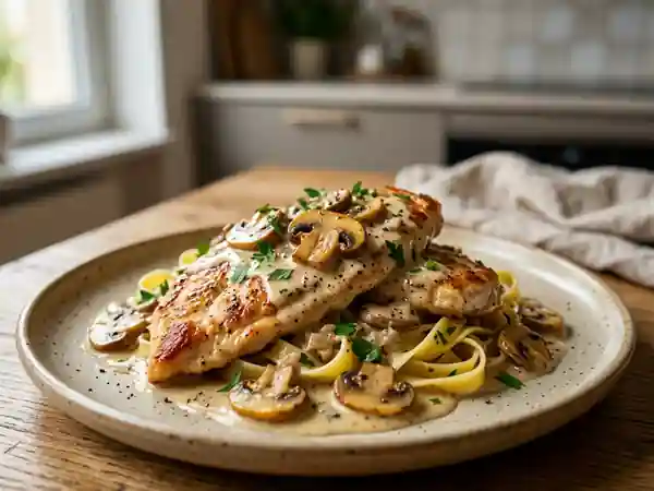 Poulet crémeux au Riesling et champignons - Photo de présentation
