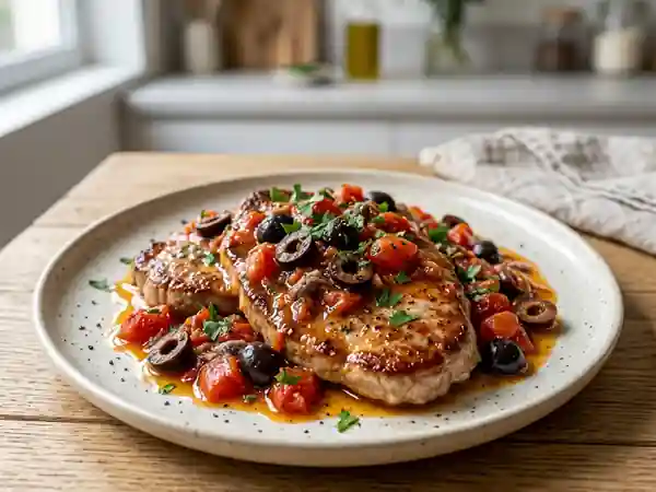 Escalope de veau fondante, sauce tomate et anchois - Photo de présentation