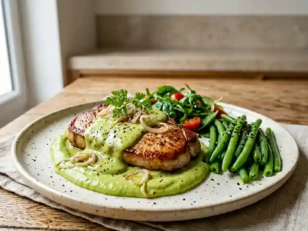Escalope de veau fondante à la crème d'avocat onctueuse - Photo de présentation