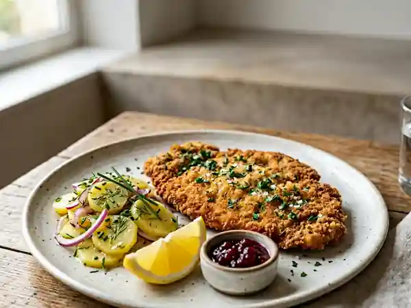 Escalopes allemandes croustillantes à la bière et aux herbes - Photo de présentation