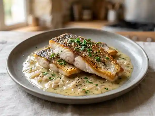 Escalopes de bar en marinière : recette savoureuse et facile - Photo de présentation
