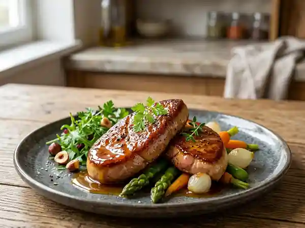 Escalopes de foie de canard laquées au miel - Photo de présentation