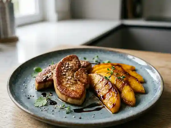 Foie gras poêlé et mangue fondante - Photo de présentation