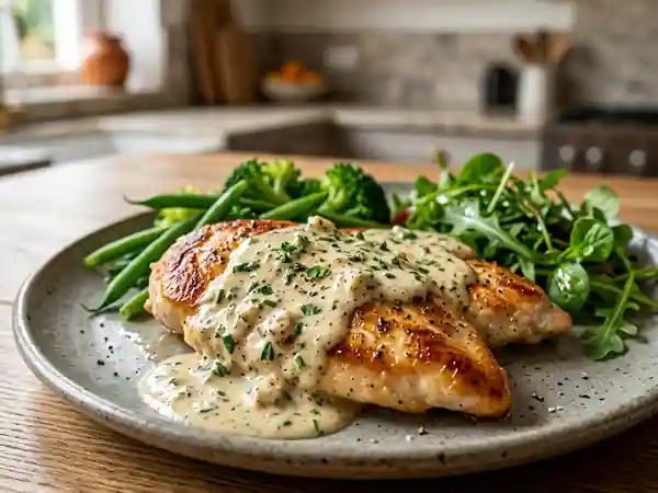 Escalopes de poulet à la crème d'ail fondante - Photo de présentation