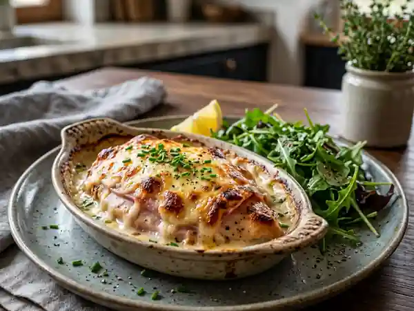 Escalopes de poulet gratinées au jambon fondant - Photo de présentation