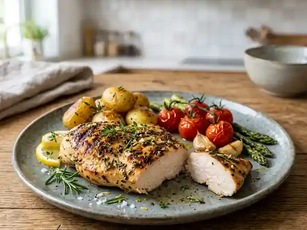 Escalopes de poulet tendres au citron et thym - Photo de présentation