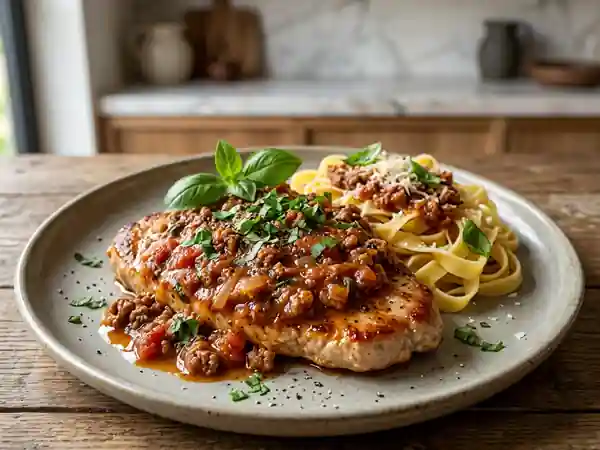 Escalopes de veau à la bolognaise savoureuse - Photo de présentation