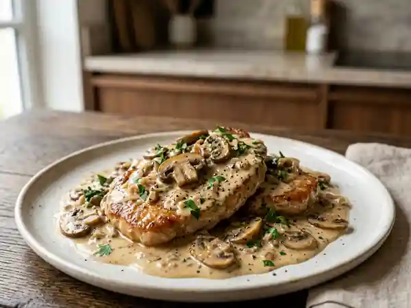 Veau crèmeux aux champignons et liant à l'œuf - Photo de présentation