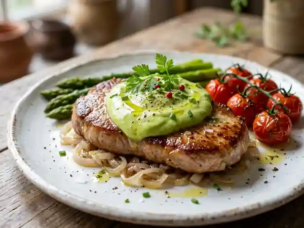 Escalopes de veau fondantes à la crème d'avocat onctueuse - Photo de présentation