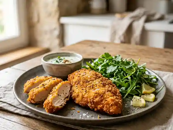 Escalopes panées au cumin croustillantes et savoureuses - Photo de présentation