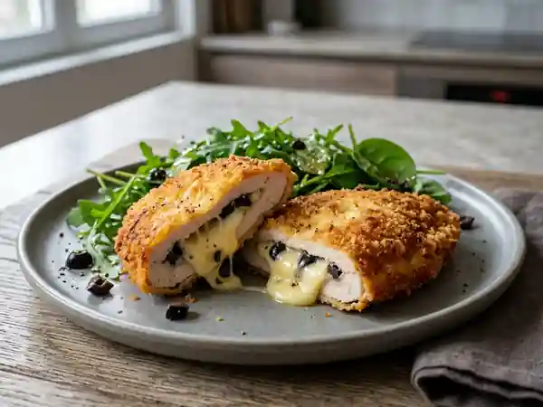 Escalopes panées au gruyère fondant et olives - Photo de présentation