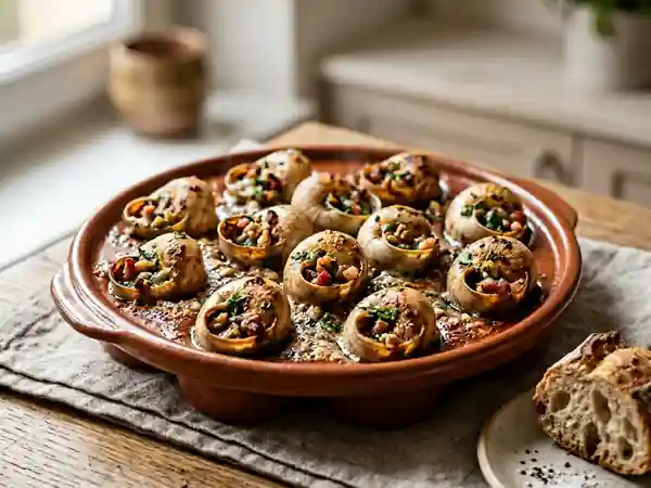 Escargots aux noix et poitrine salée : recette gourmande et raffinée - Photo de présentation