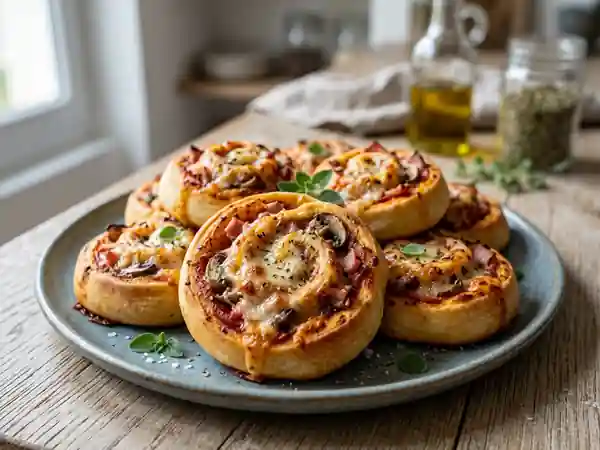 Escargots pizza jambon-fromage gratinés - Photo de présentation