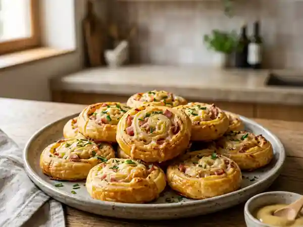 Feuilletés roulés au jambon et comté fondant - Photo de présentation